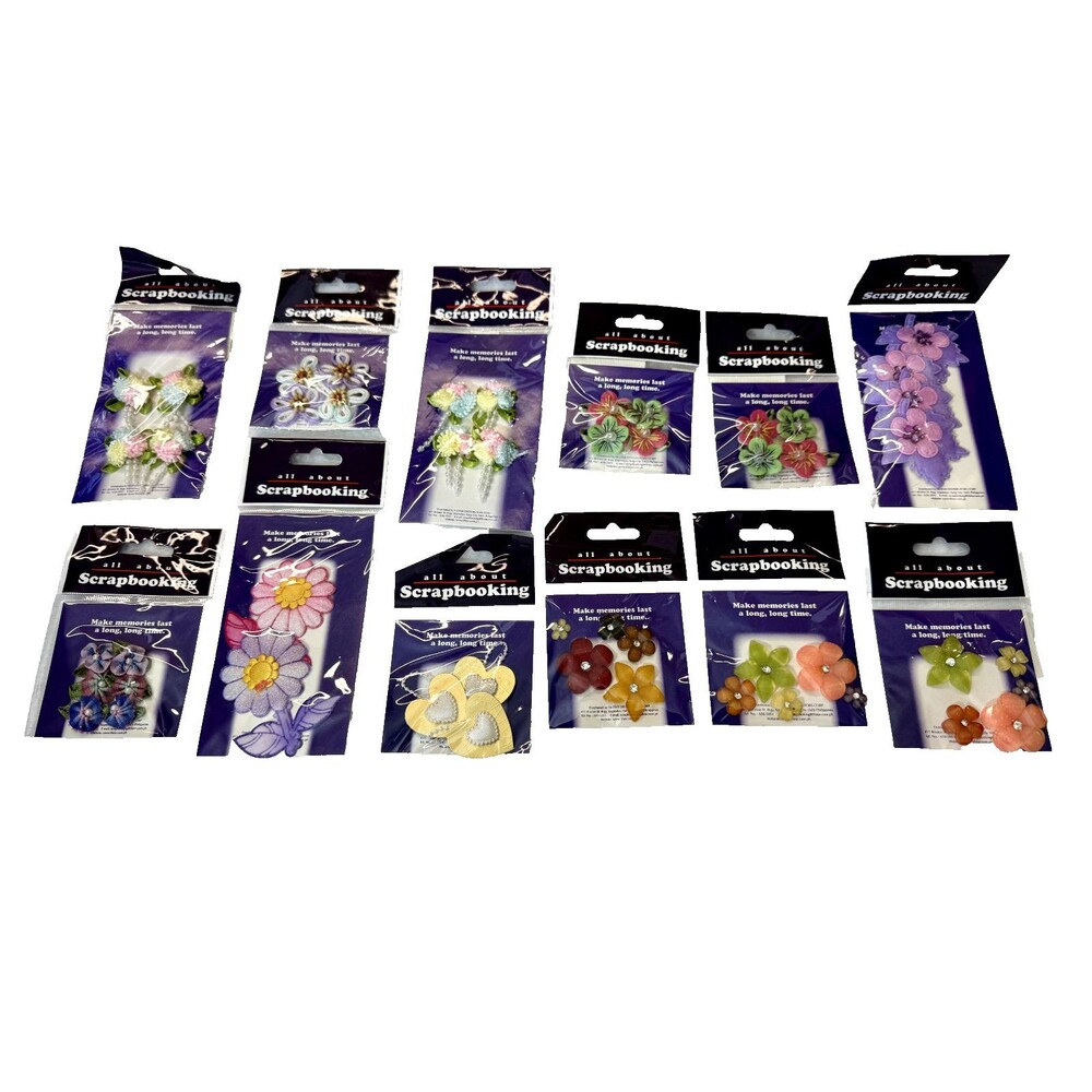 Scrapbooking Stickers - Lot of 54 - New, Unopened Packs - Flowers, Hearts